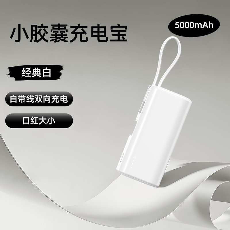 2025 capsule mini power bank with built-in Lightning cable 22.5W