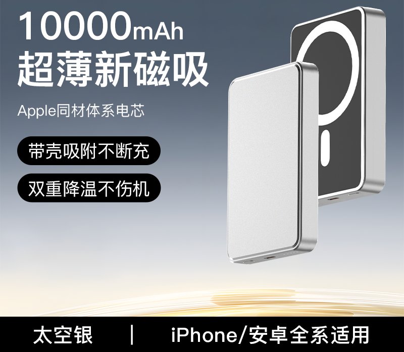 CL1 card-size aluminum power bank with built-in dual cables