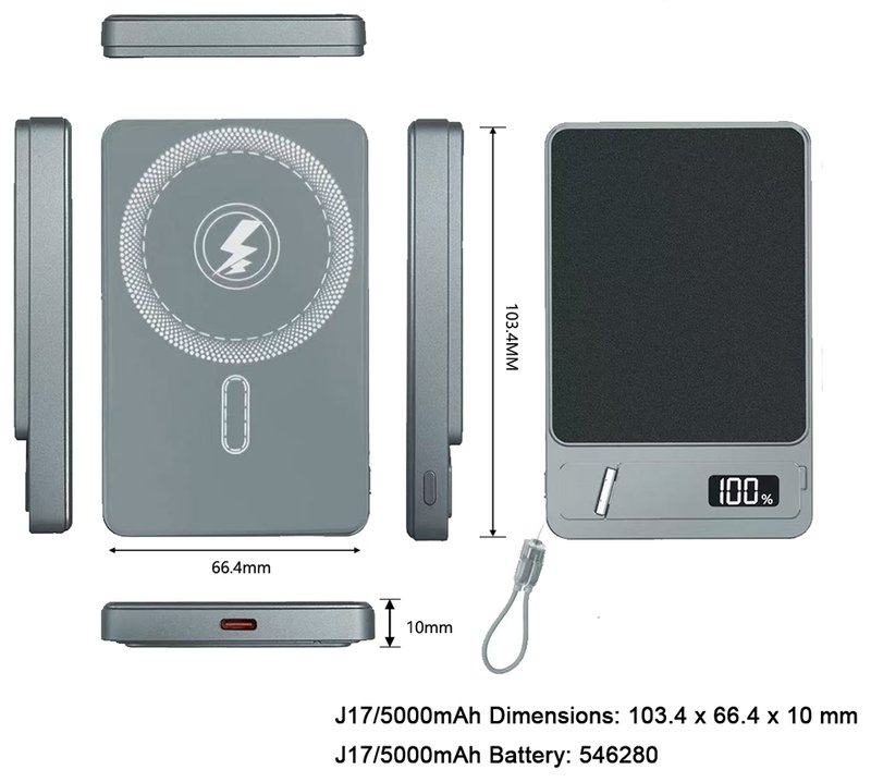 J17 built-in cable power bank with Pantalla LED